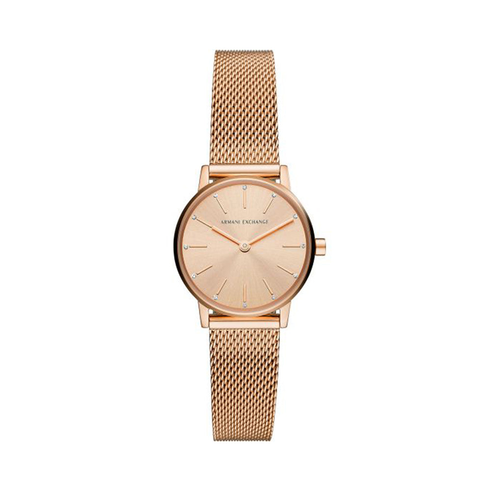 Armani Exchange Women's Two-Hand Rose Gold-Tone Stainless Steel Watch