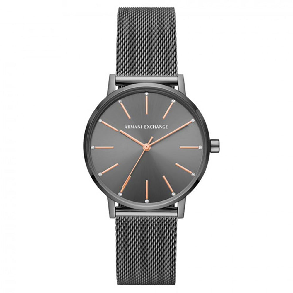 Armani Exchange Women's Three-Hand Gunmetal-Tone Stainless Steel Mesh Watch