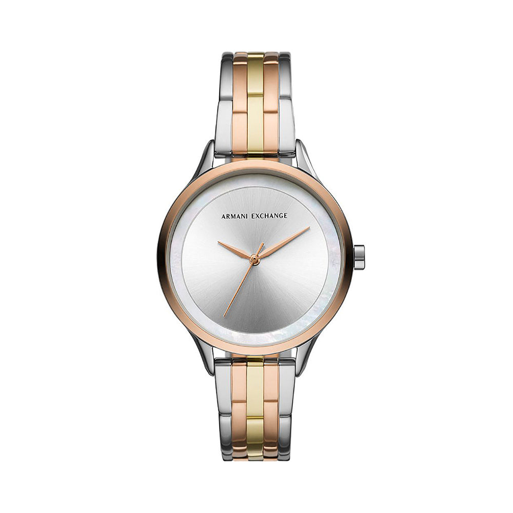 Armani Exchange Women's Three-Hand Tri-Tone Stainless Steel Watch