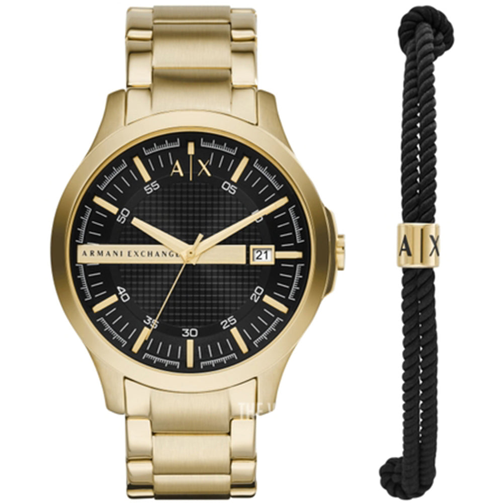 Armani Exchange Men's Three-Hand Gold-Tone Stainless Steel Watch and Bracelet Gift Set
