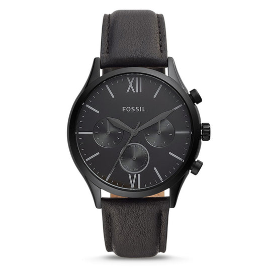 Fossil Analog Men's Watch Stainless Steel Leather Strap