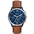 Fossil Analog Men's Watch Stainless Steel Leather Strap