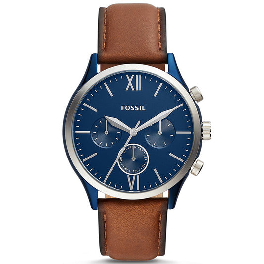 Fossil Analog Men's Watch Stainless Steel Leather Strap