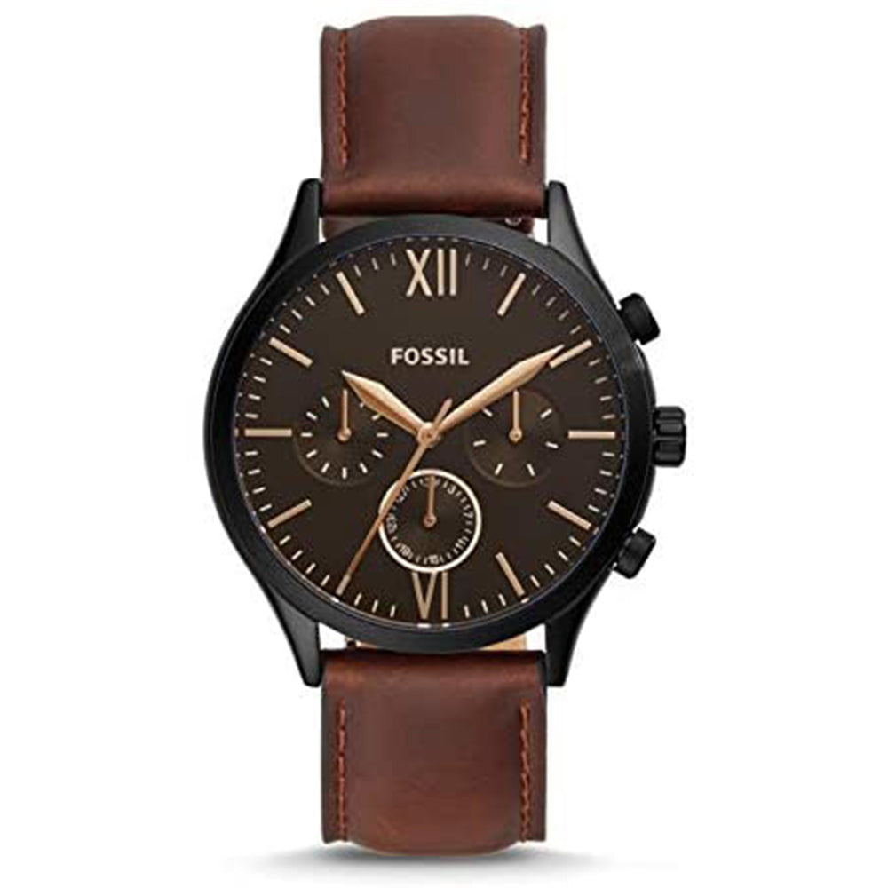 Fossil Analog Men's Watch Stainless Steel Leather Strap - BQ2453