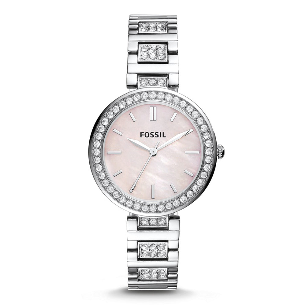 Fossil Mother of Pearl Analog Women's Watch Stainless Steel Metal Bracelet - BQ3182