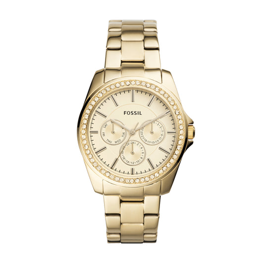 Fossil Analog Women's Watch Gold Plated Metal Bracelet