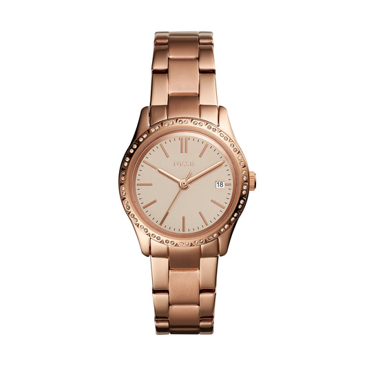 Fossil Analog Women's Watch Gold Plated Metal Bracelet