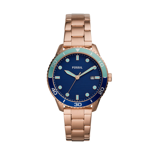 Fossil Analog Women's Watch Gold Plated Metal Bracelet