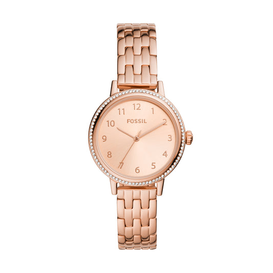 Fossil Analog Women's Watch Gold Plated Metal Bracelet