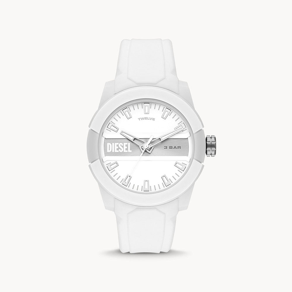 Diesel Double Up Three-Hand White Silicone Watch