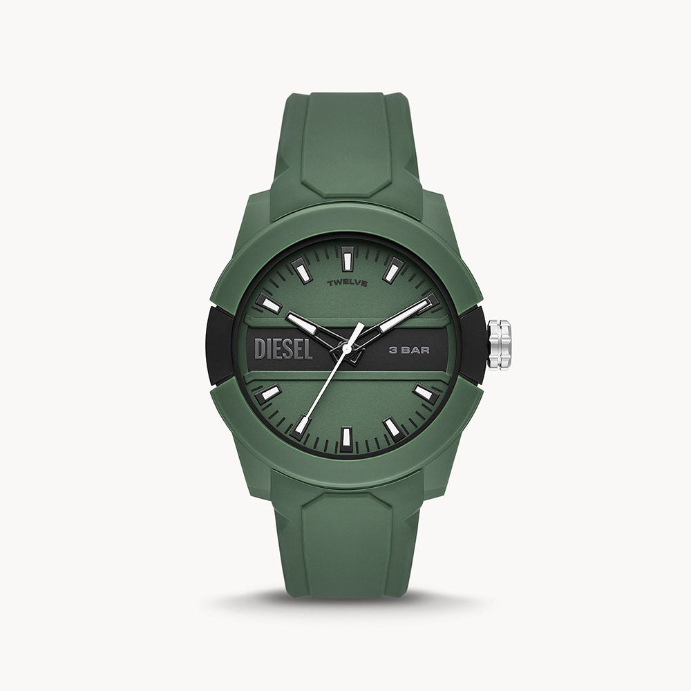 Diesel Double Up Three-Hand Green Silicone Watch