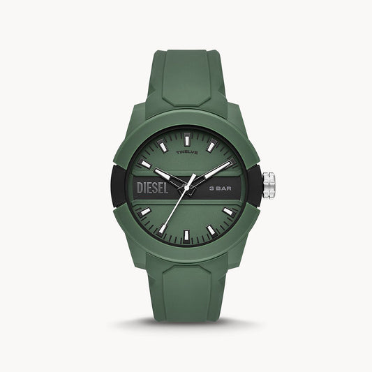 Diesel Double Up Three-Hand Green Silicone Watch