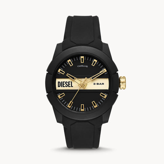 Diesel Double Up Three-Hand Black Silicone Watch