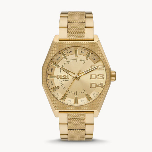 Diesel Scraper Three-Hand Gold-Tone Stainless Steel Watch