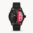 Diesel Rasp NSBB Three-Hand Black Leather Watch