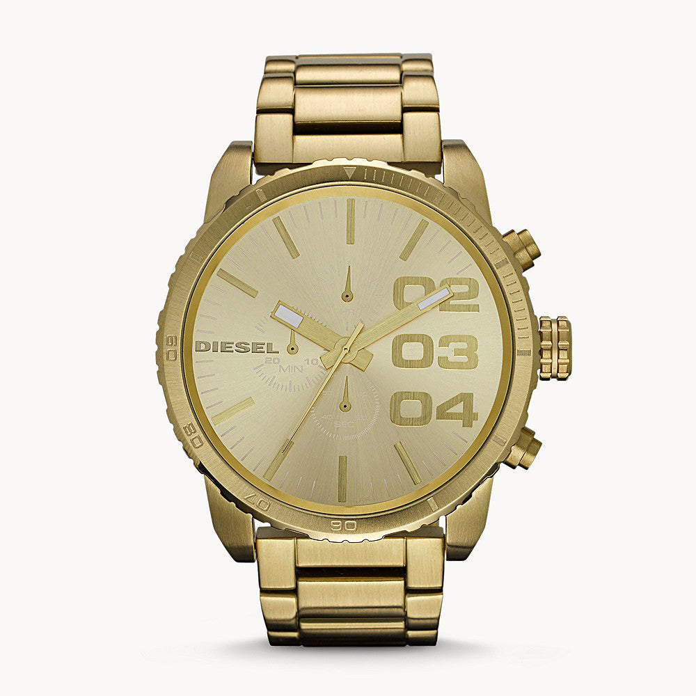 DIESEL DOUBLE DOWN GOLD STAINLESS STEEL MENS WATCH