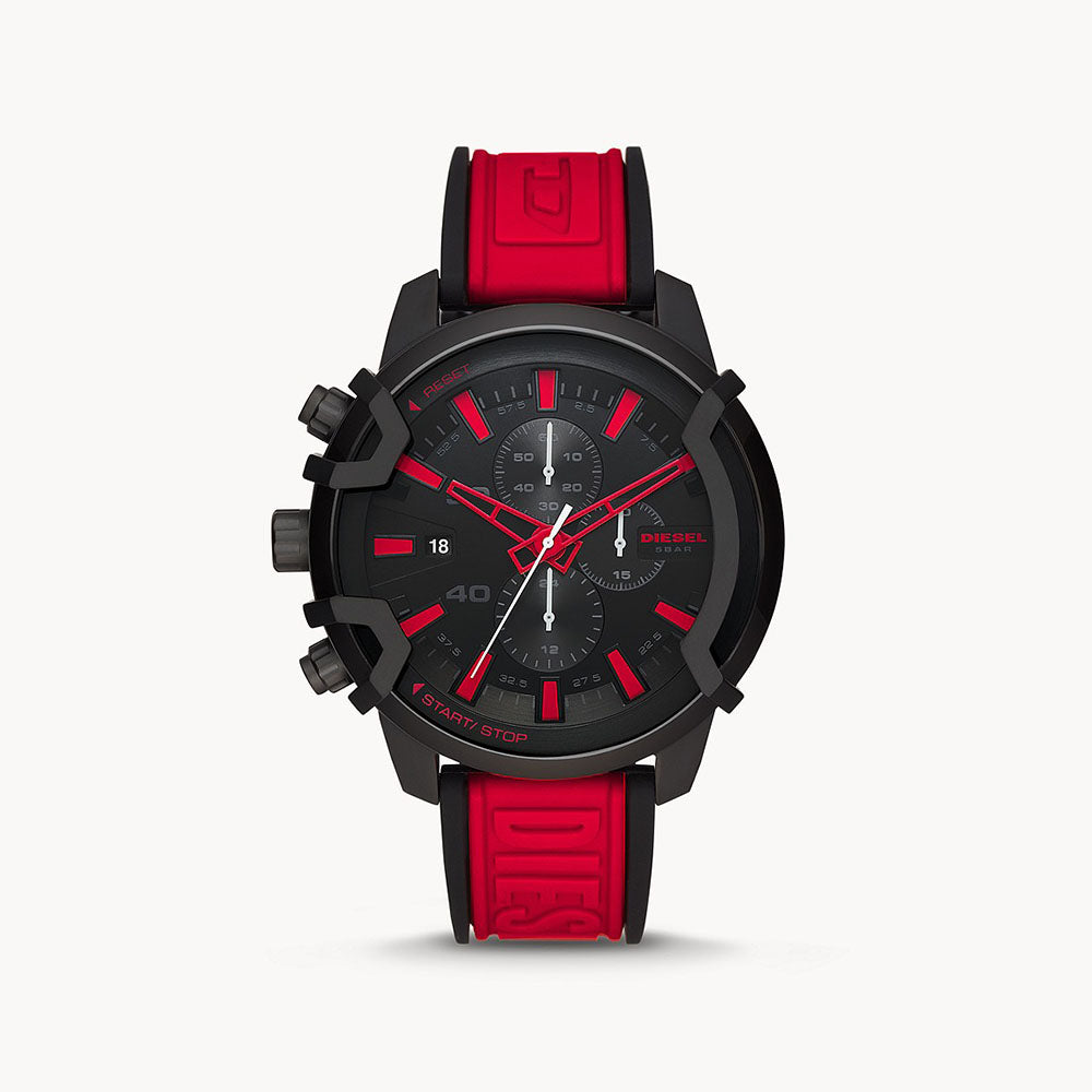 Diesel Griffed Chronograph Red Silicone Watch