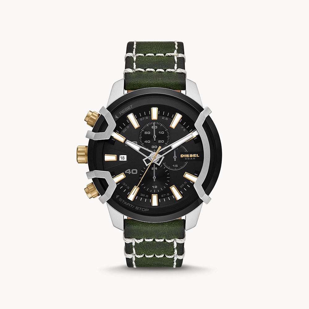 Diesel Griffed Chronograph Green Leather Watch