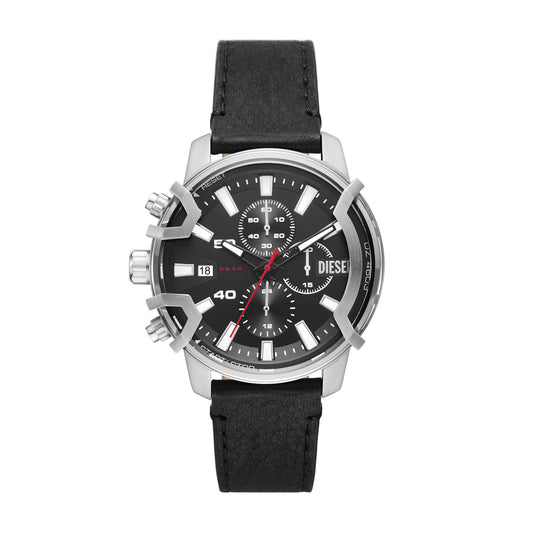 Diesel Classic Diesel Griffed Chronograph Black Leather Watchgriffed Mini Watch