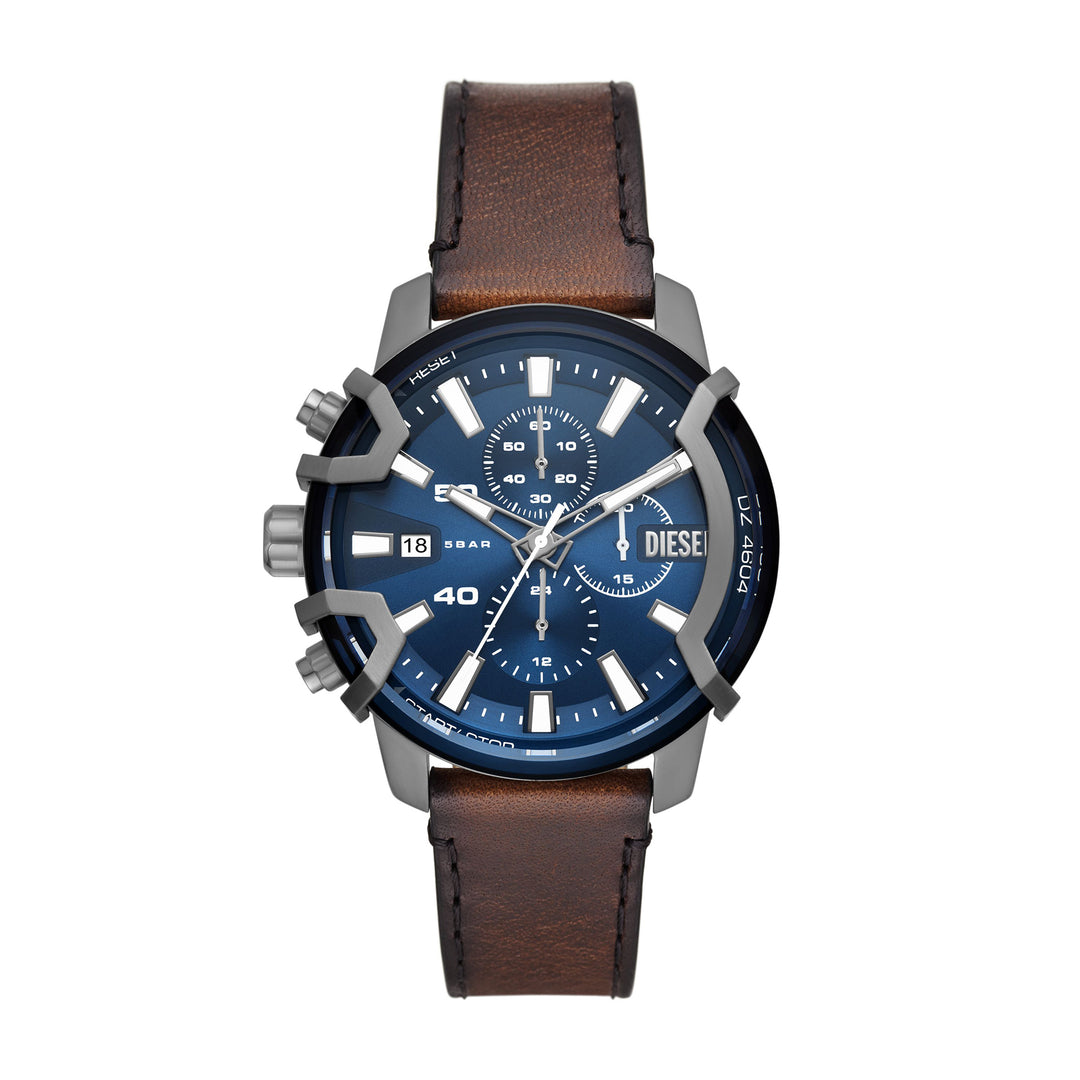 DIESEL GRIFFED CHRONOGRAPH BROWN LEATHER WATCH