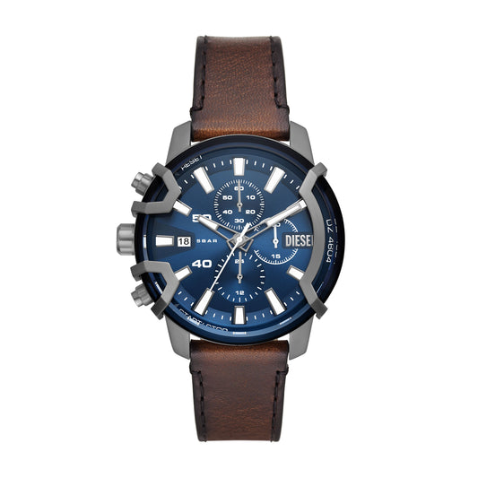Diesel Griffed Chronograph Brown Leather Watch
