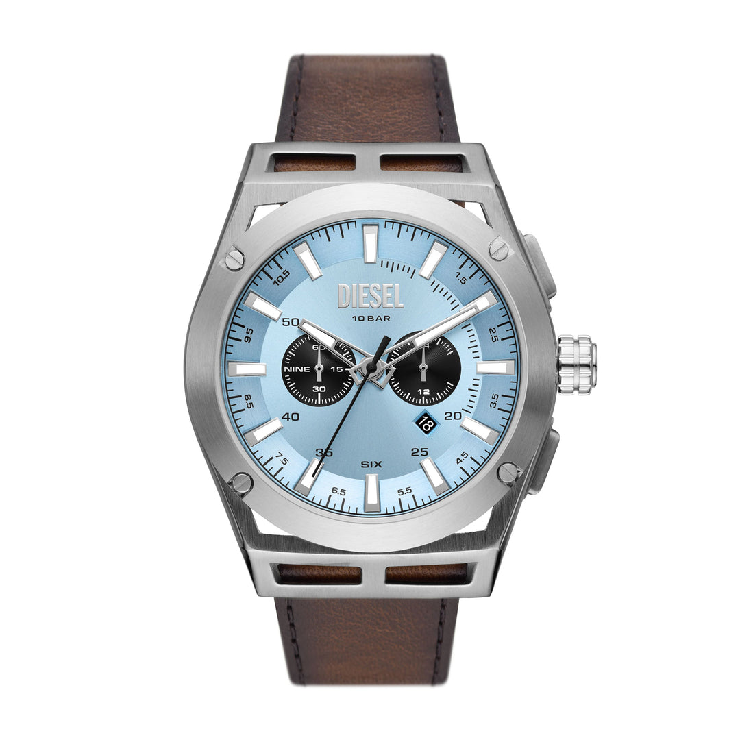 DIESEL TIMEFRAME CHRONOGRAPH BROWN LEATHER WATCH