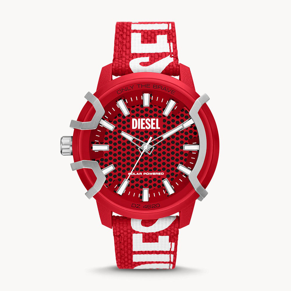 DIESEL GRIFFED RED MENS PRO-PLANET TEXTILE WATCH