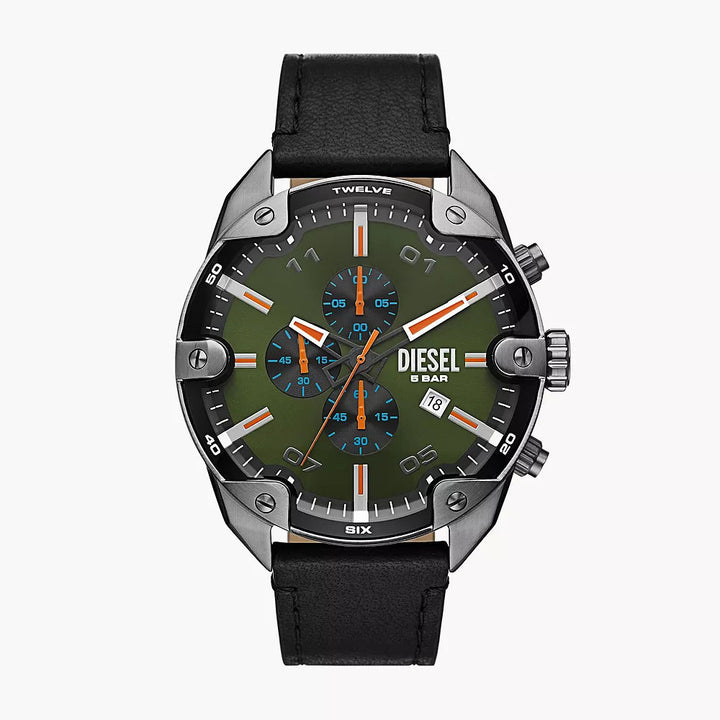 DIESEL SPIKED MEN'S LEATHER WATCH