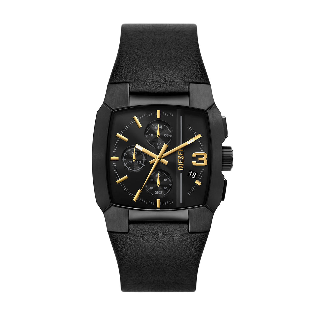 Diesel Cliffhanger Chronograph Black Leather Watch