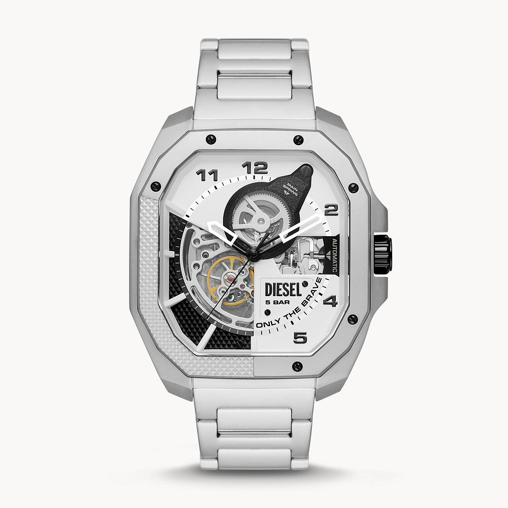 DIESEL FLAYED SILVER STAINLESS STEEL MENS WATCH