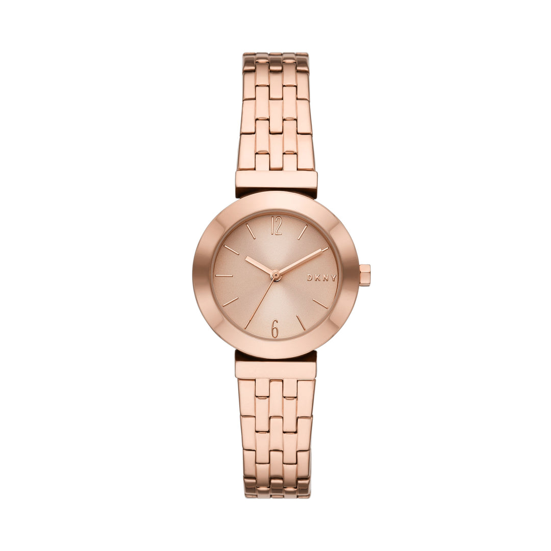 DKNY STANHOPE THREE-HAND ROSE GOLD-TONE STAINLESS STEEL WATCH
