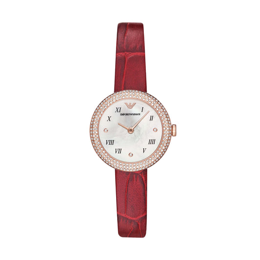 Emporio Armani MOP ANLG Watch 0 JWL GP Leather STRP