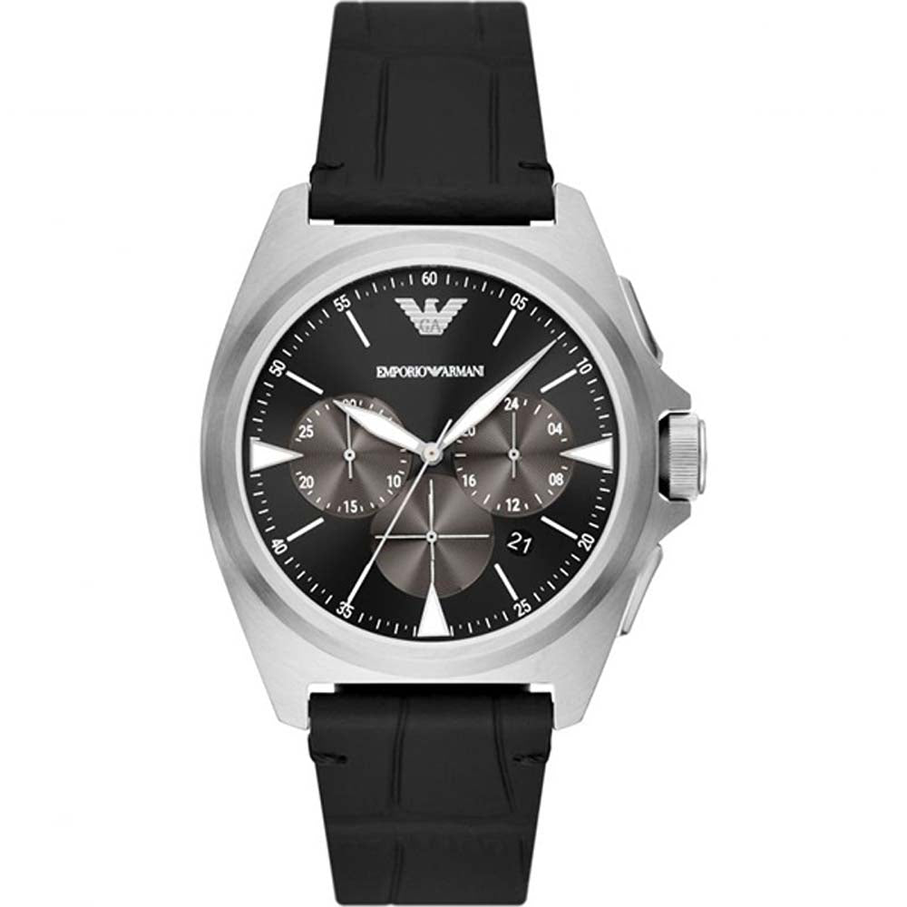 EMPORIO ARMANI ANALOG WATCH 0 JWL SS LEATHER STRAP