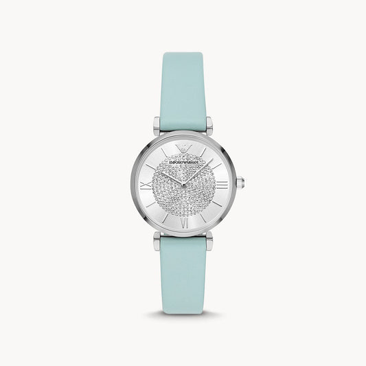 Emporio Armani Two-Hand Blue Leather Watch