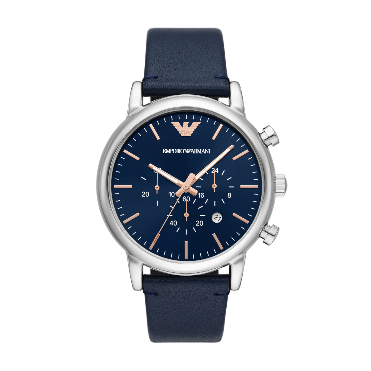 Emporio Armani Chronograph Blue Leather Watch