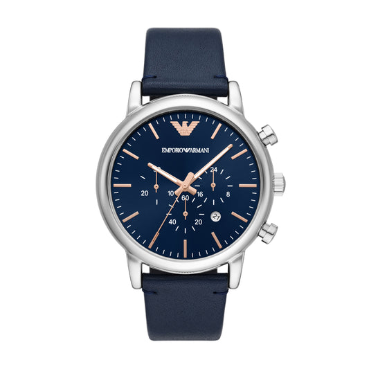 Emporio Armani Chronograph Blue Leather Watch