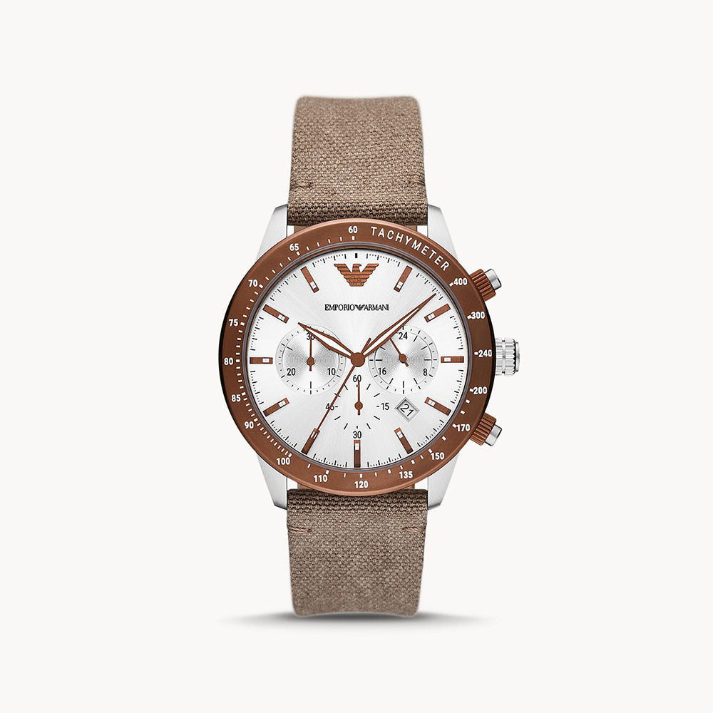 Emporio Armani Chronograph Gray Fabric Watch