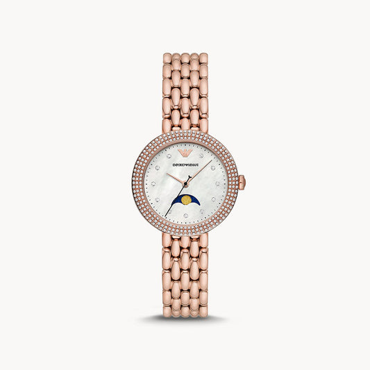 Emporio Armani Moonphase Rose Gold-Tone Stainless Steel Watch