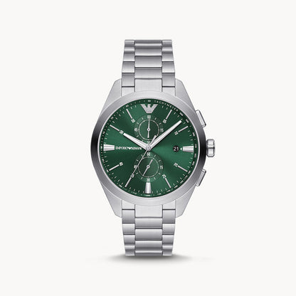 Emporio Armani Green Dial Chronograph Stainless Steel Men's Watch