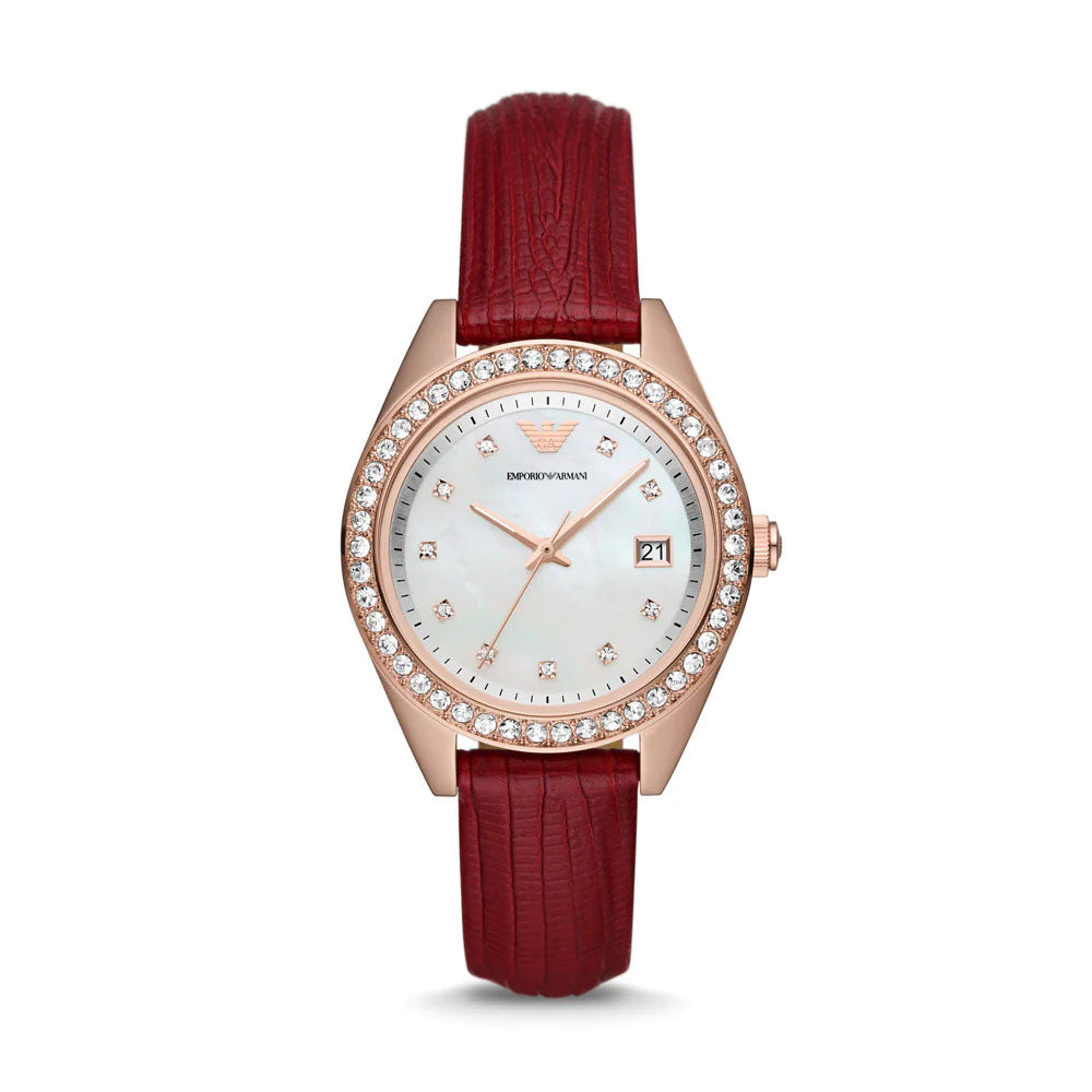 EMPORIO ARMANI LEO WOMEN'S LEATHER WATCH – The Watch House