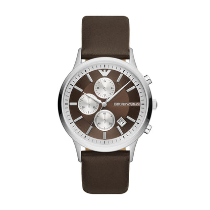 Emporio Armani Chronograph Brown Leather Watch - AR11490