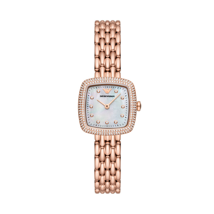 EMPORIO ARMANI TWO-HAND ROSE GOLD STAINLESS STEEL WATCH