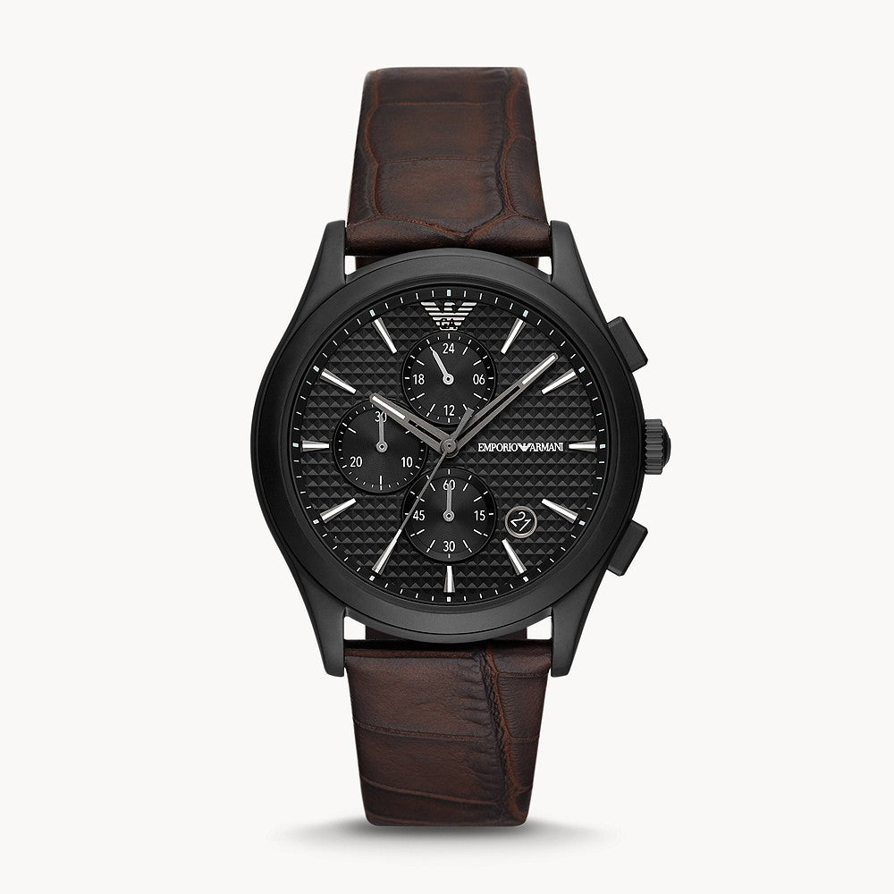 EMPORIO ARMANI CHRONOGRAPH BROWN LEATHER WATCH