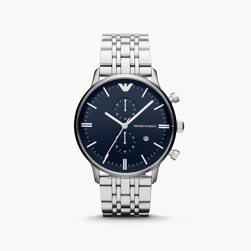 EMPORIO ARMANI MEN'S TWO-HAND STAINLESS STEEL WATCH