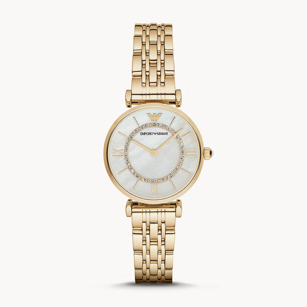 EMPORIO ARMANI WOMEN'S TWO-HAND GOLD-TONE STAINLESS STEEL WATCH