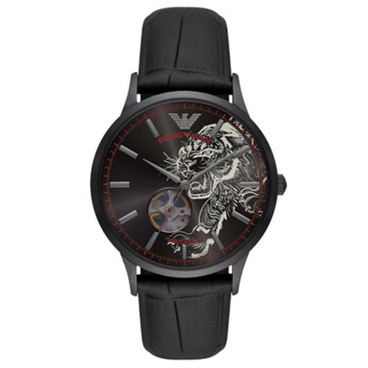 Emporio Armani Automatic Watch 21 JWL SS Leather Strap