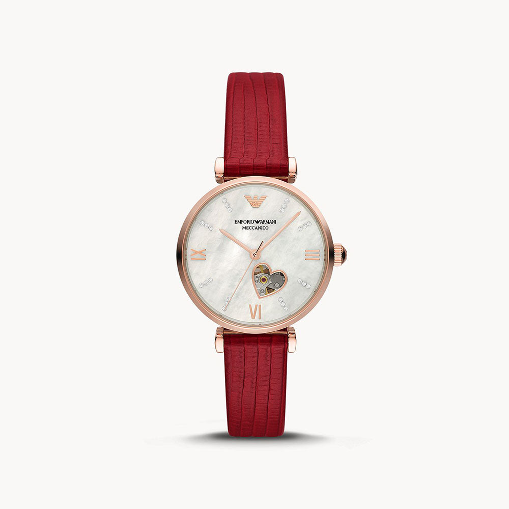 Emporio Armani Automatic Red Leather Watch