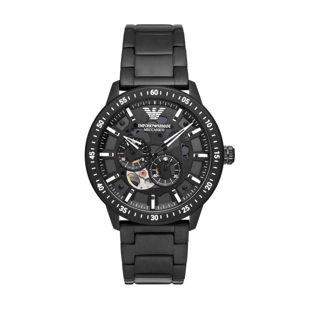 EMPORIO ARMANI AUTOMATIC BLACK STAINLESS STEEL WATCH