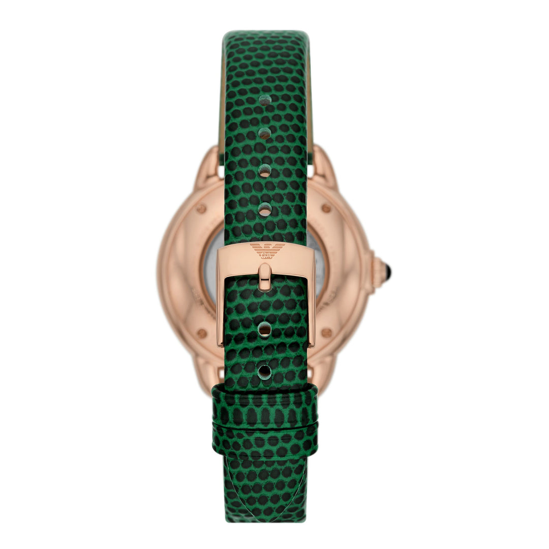 EMPORIO ARMANI AUTOMATIC GREEN LEATHER WATCH
