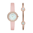 Emporio Armani Two-Hand Pink Leather Watch and Bracelet Set